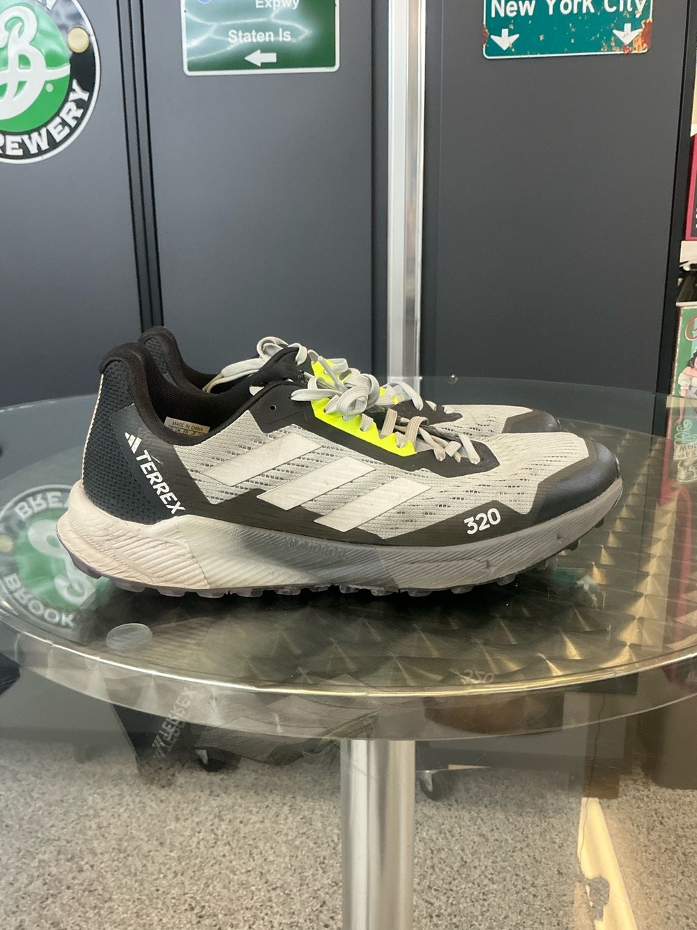 Adidas 320 Men’s Trail Running Shoes - Black & White with Neon Accent
